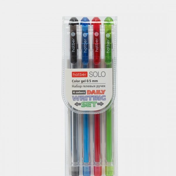 Набор гел.ручек 4цв.Hatber Solo ColorGel 0.5мм