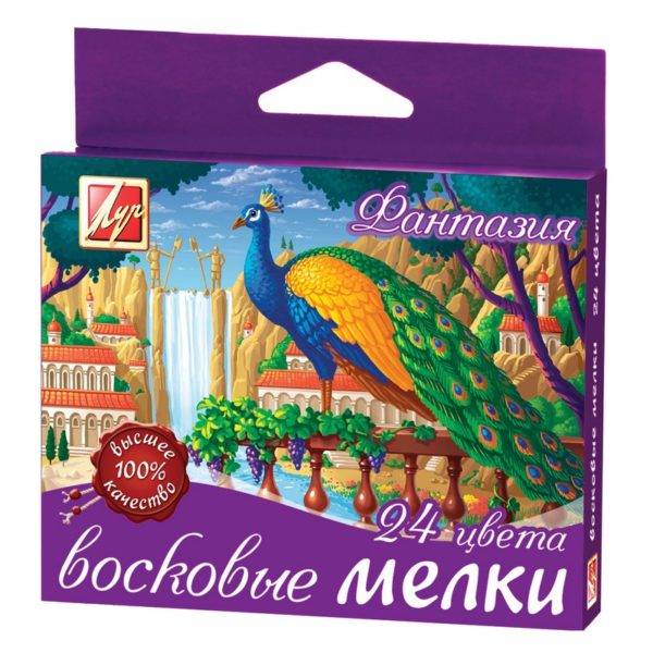 Карандаши восковые 24цв.Фантазия Луч