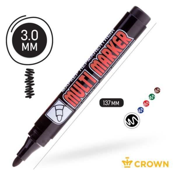 Маркер перм.зеленый Multi marker Crown 3мм