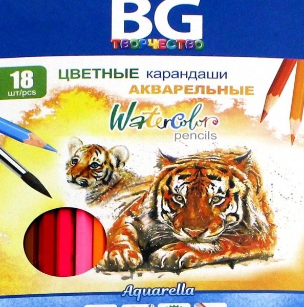 Каранд.18цв. Биджи AQUARELLA шестигр, акварельные