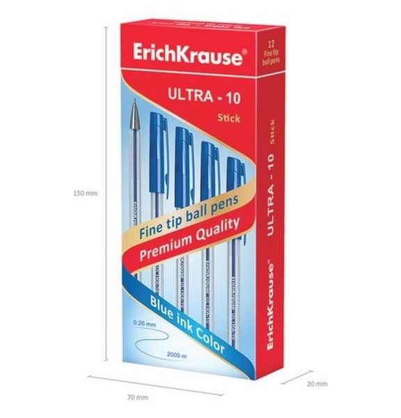 Ручка шар,Erik Krause синяя ULTRA-10 13873