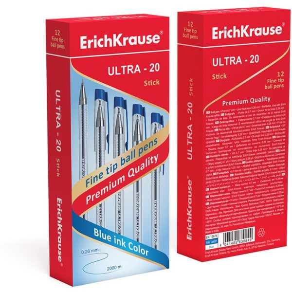 Ручка шар,Erik Krause синяя ULTRA-20 13875