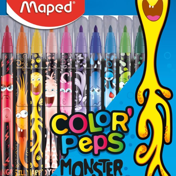Фломастеры 12цв Maped MONSTER смываемые