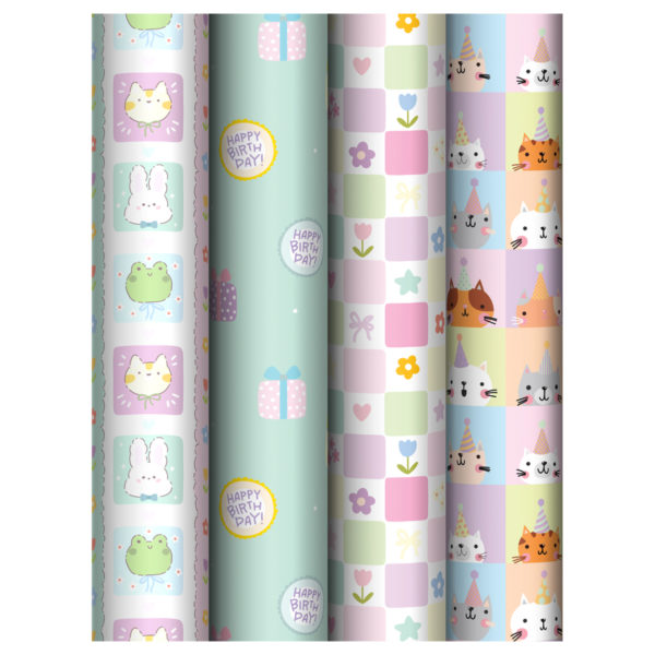 Бумага дупаковки глянцевая 70*100 Meshu Cute party 1лист