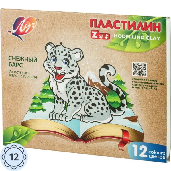Пластилин  12цв Луч Зоо