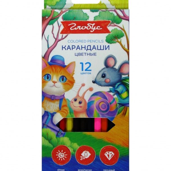 Каранд.12цв.Глобус дерев европодвес