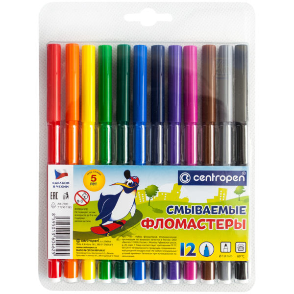 Фломастеры 12цв Centropen 7790/12 Пингвины