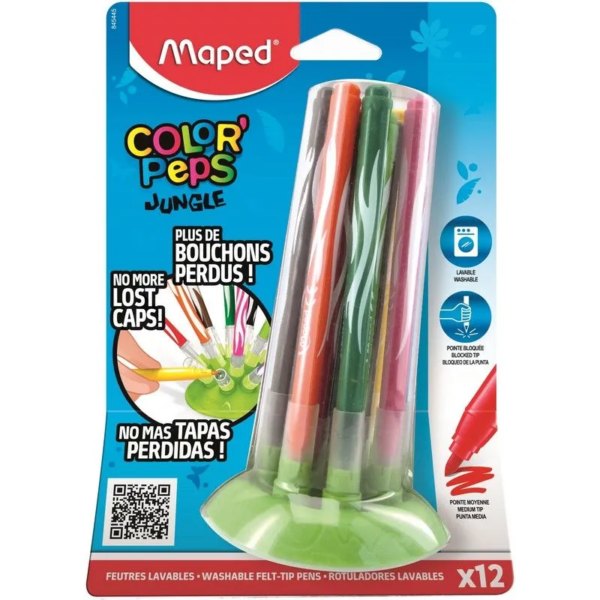 Фломастеры 12цв Maped JUNGLE НА ПОДСТАВКЕ