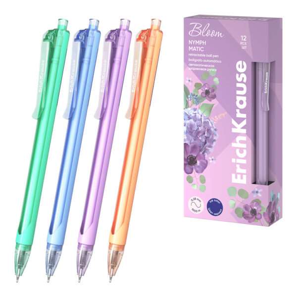 Ручка шар,Erik Krause авт.синяя Nymph Matic Pastel Bloom 0.7