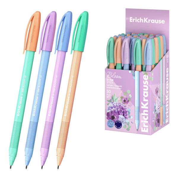 Ручка шар,Erik Krause синяя Pastel Bloom 1мм Ultra-108