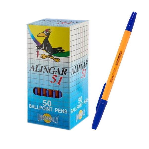 Ручка шар,Alingar 51 синяя 1мм оранж корпус