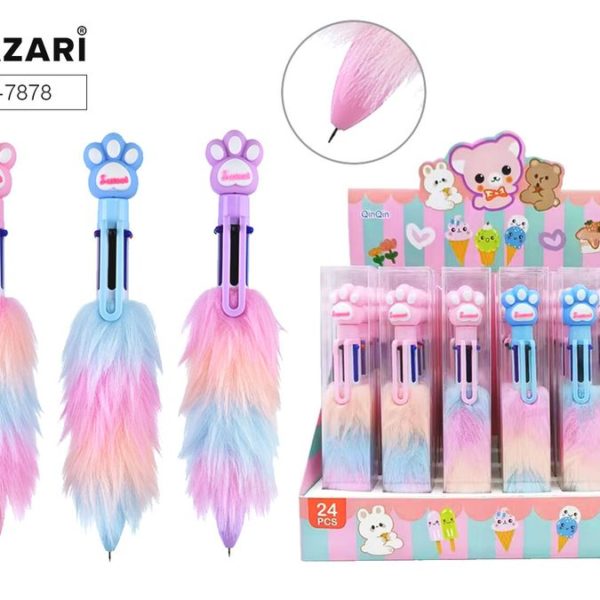 Ручка шар 6 цвет МАЗАРИ PLUSH PAW Лапки с мехом