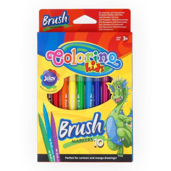 Фломастеры 10цв COLORINO Kids c кистевым пишущим узлом