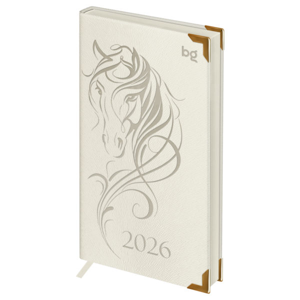 Еженедельник А6 Биджи 2026 Horse Pearl жемчужный кожзам