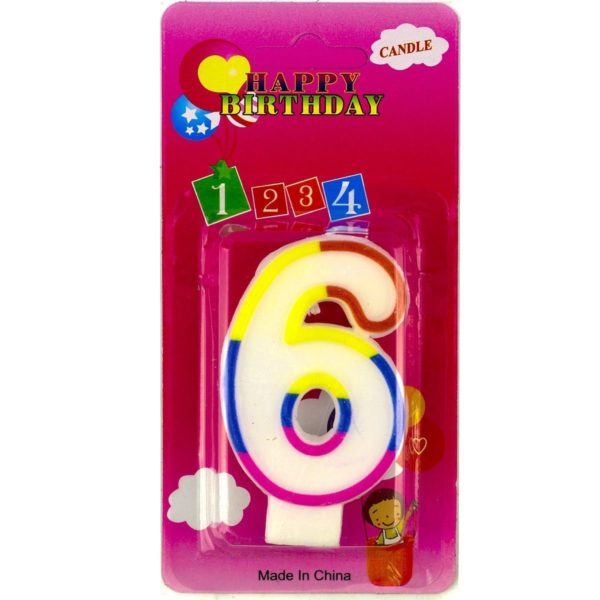 Свеча Цифра дТорта 1-10лет 7см Alingar Цифра 6