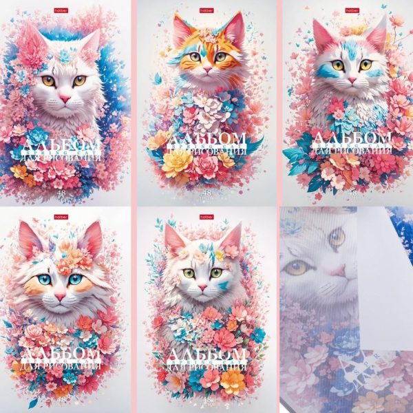 Альбом 48л скрепка Sprint cat пластик обложка