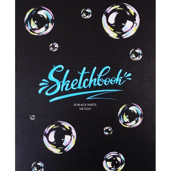 Альбом 20л спираль SketchBook 160г/кв.м.Мыльные пузыри черная бумага